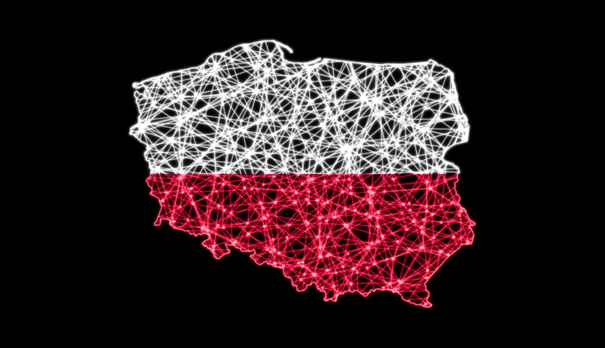 Map of Poland, Polygonal mesh line map, flag map